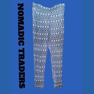 NOMADIC TRADERS NAVY BLUE WITH WHITE BATIK PANTS